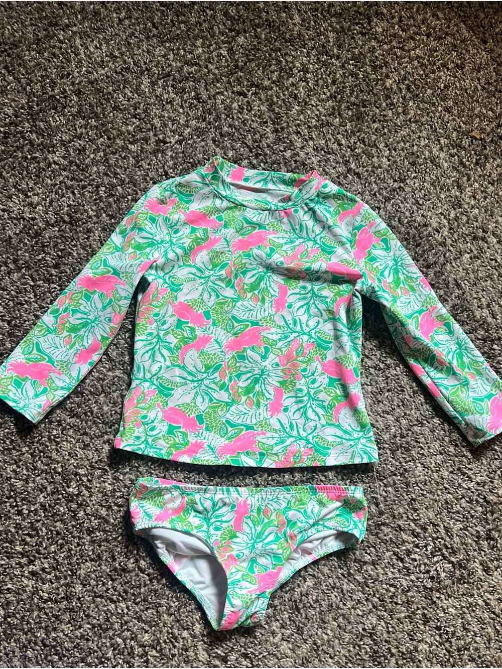 Girls Lilly Pulitzer Rash Guard Swim Set - Tropical Print